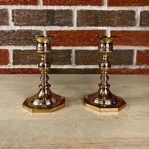 Baldwin American Solid Brass 5" Candlesticks USA Candle Holders
